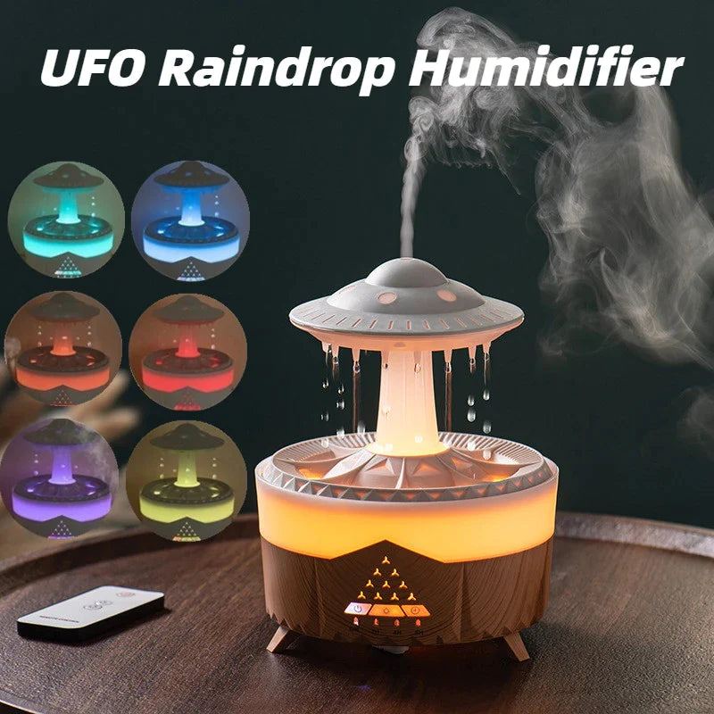 UFO Raindrop Humidifier - USB Aromatherapy Essential Oil Diffuser for Home Decor and Air Moisturization