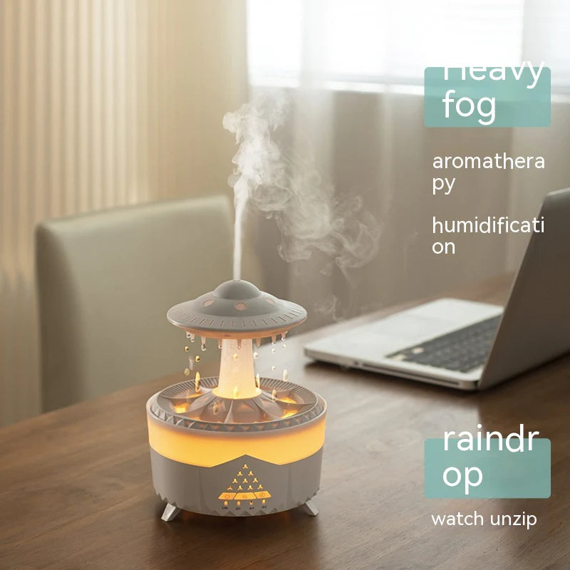 UFO Raindrop Humidifier - USB Aromatherapy Essential Oil Diffuser for Home Decor and Air Moisturization