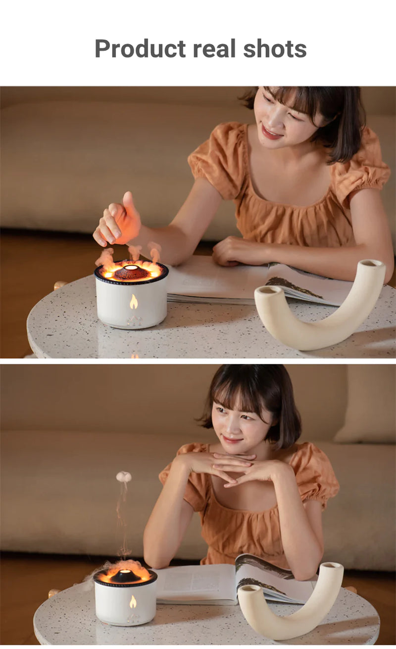 New Creative Ultrasonic Essential Oil Humidifier Volcano Aromatherapy Machine Spray Jellyfish Air Flame Humidifier Diffuser